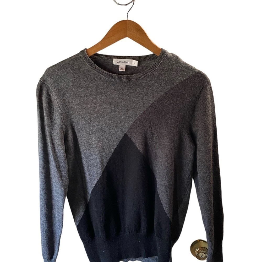Calvin Klein Gray and Black Crewneck Sweater